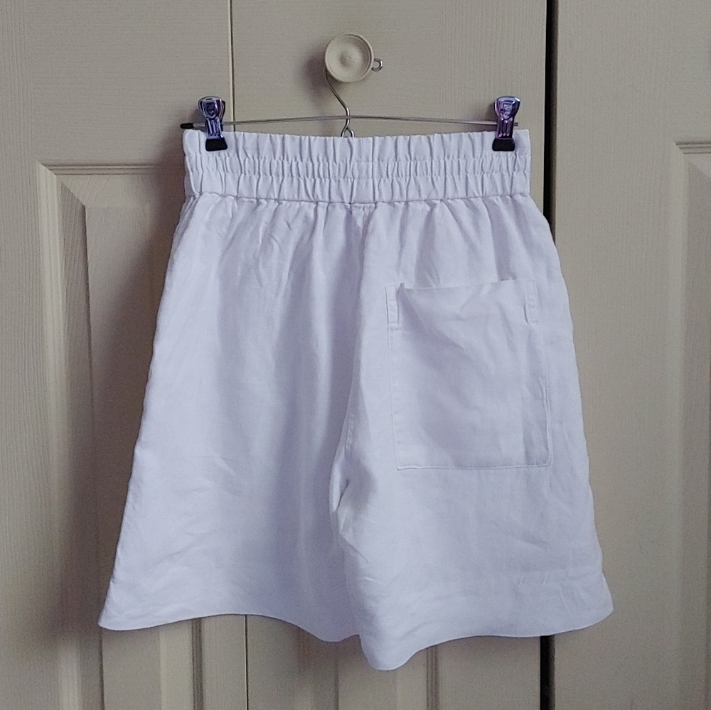 Cos Linen Elastic Drawstring High Waisted White B… - image 3